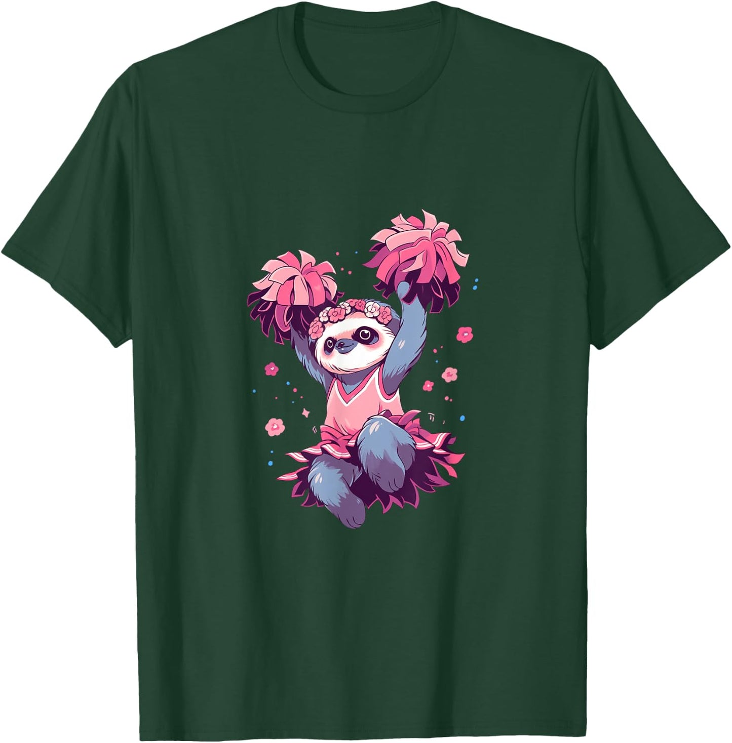 Sloth Cheerleader Cheerleading Cheer Cheering T-Shirt - T-Shirt | Forest