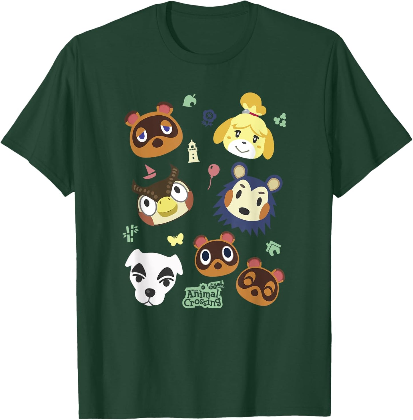 Animal Crossing Cute Pet Friends Nintendo Big Face Jumble T-Shirt - T-Shirt | Forest