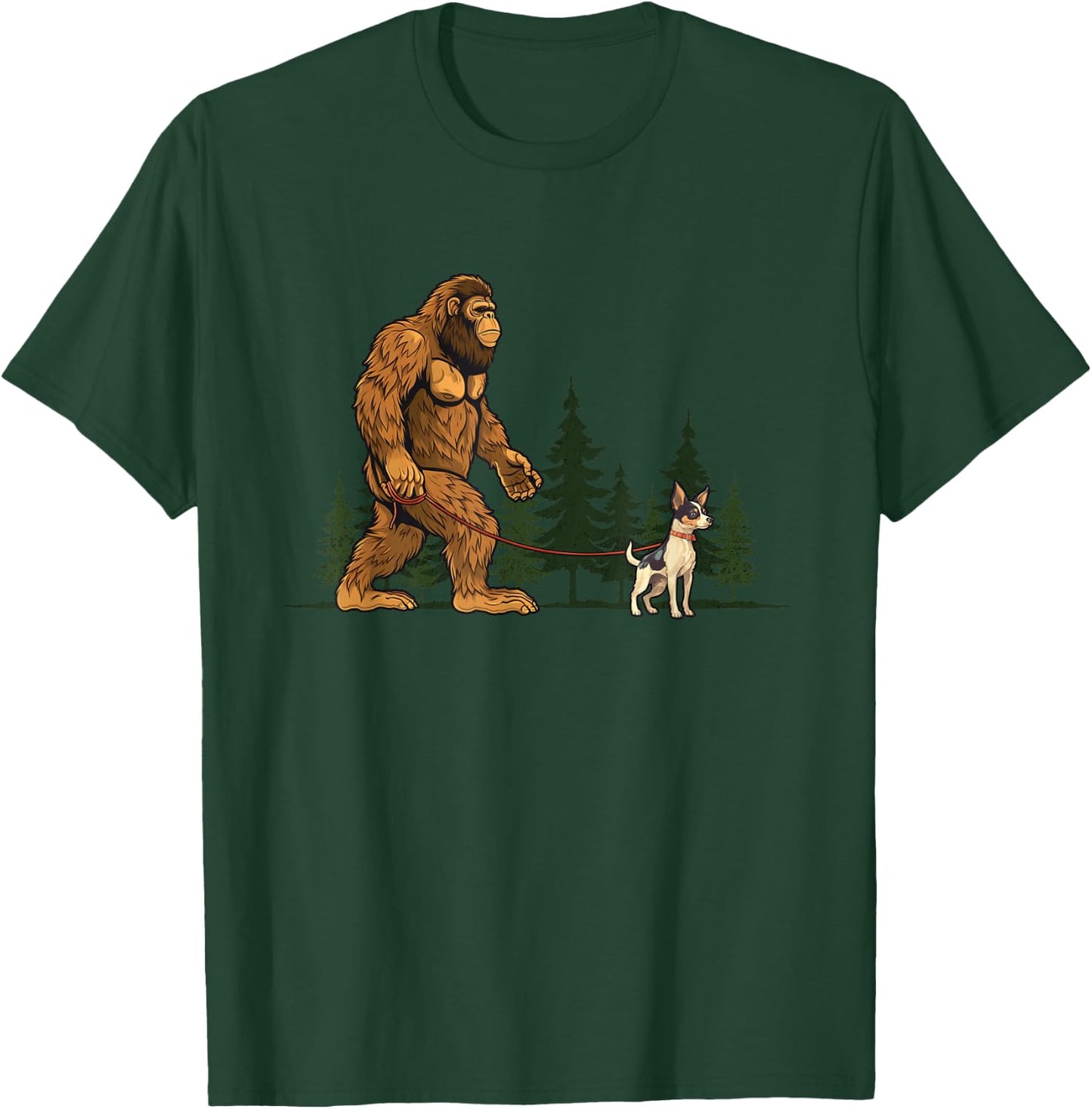 Funny Toy Fox Terrier Bigfoot Dog Walking Dog Mom Dad Kids T-Shirt - T-Shirt | Forest