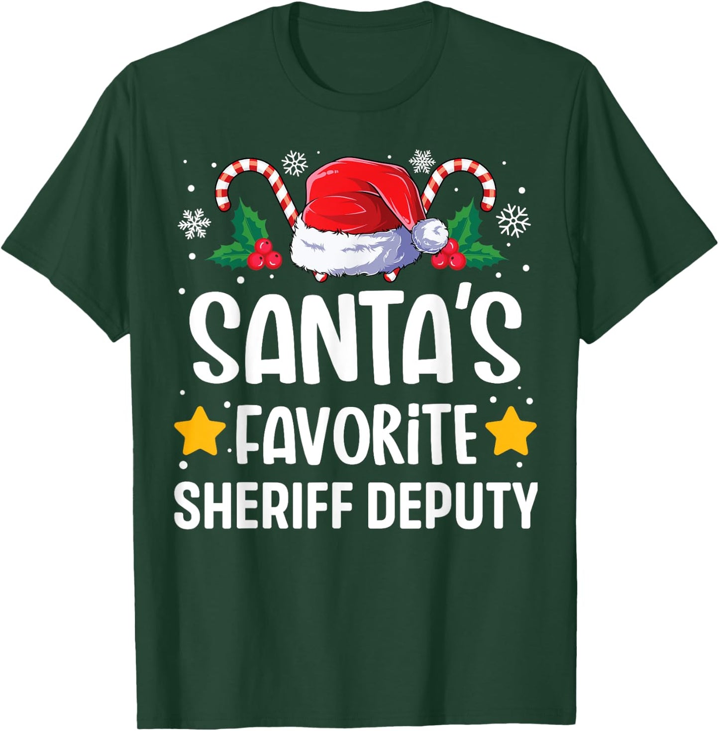 Santas Favorite Sheriff Deputy Christmas Matching Group Pj T-Shirt - T-Shirt | Forest