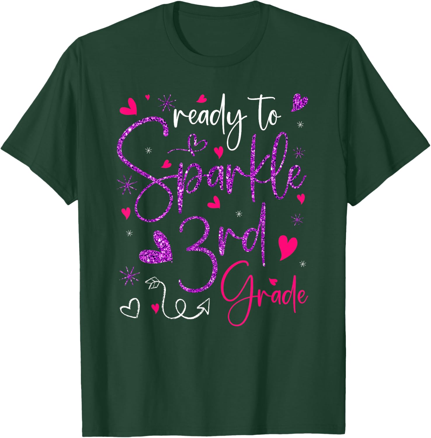 Ready To Sparkle 3rd Grade Back To School Gifts For Girls T-Shirt - T-Shirt | Forest