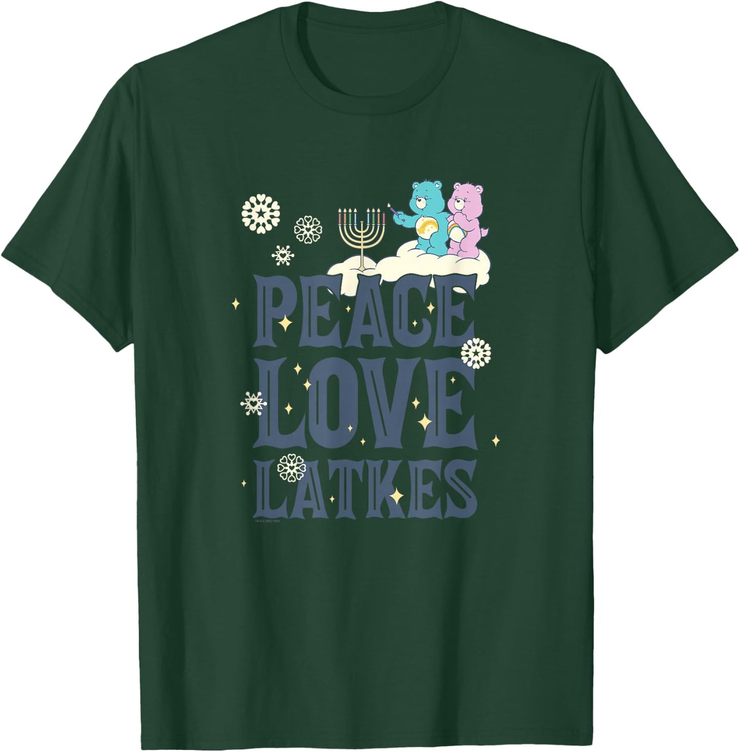 Care Bears Hanukkah Peace Love Latkes Snowflake Menorah Logo T-Shirt - T-Shirt | Forest