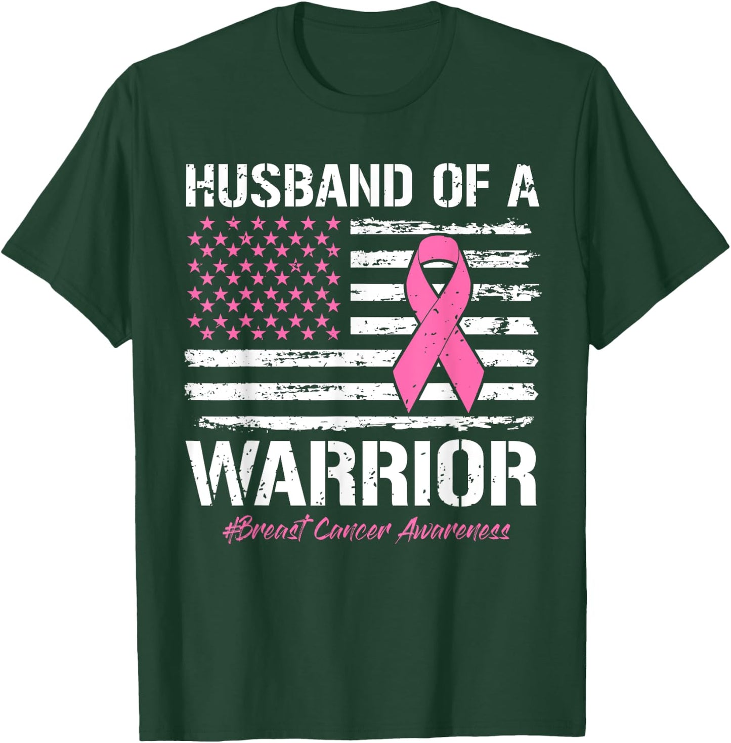 Husband Of A Warrior Breast Cancer Awareness Support Husband T-Shirt - T-Shirt | Forest