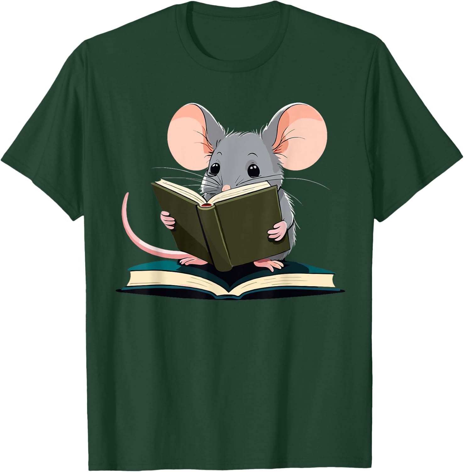 Cute Mouse is reading a Book, Reading Mouse T-Shirt - T-Shirt | Forest