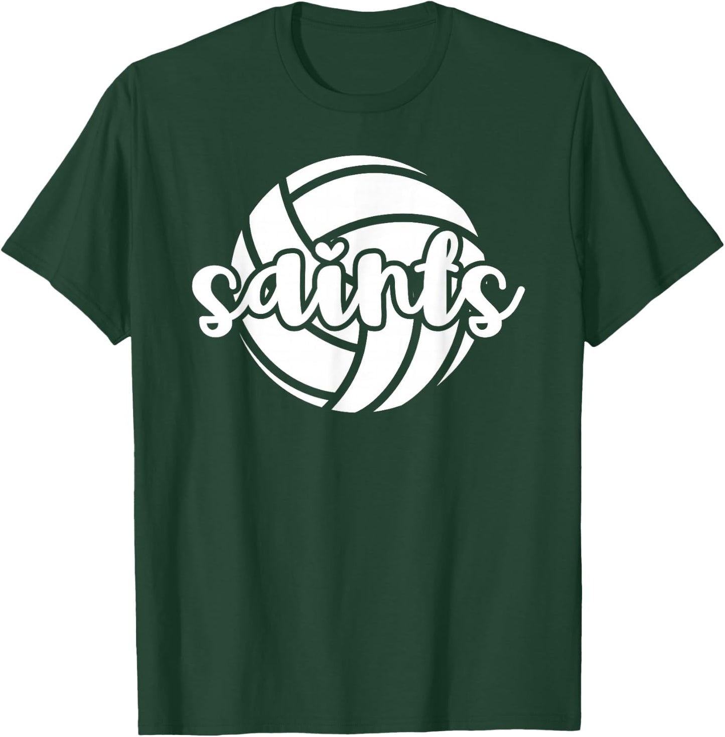 Saints Volleyball Team Mascot School Spirit Game Night T-Shirt - T-Shirt | Forest