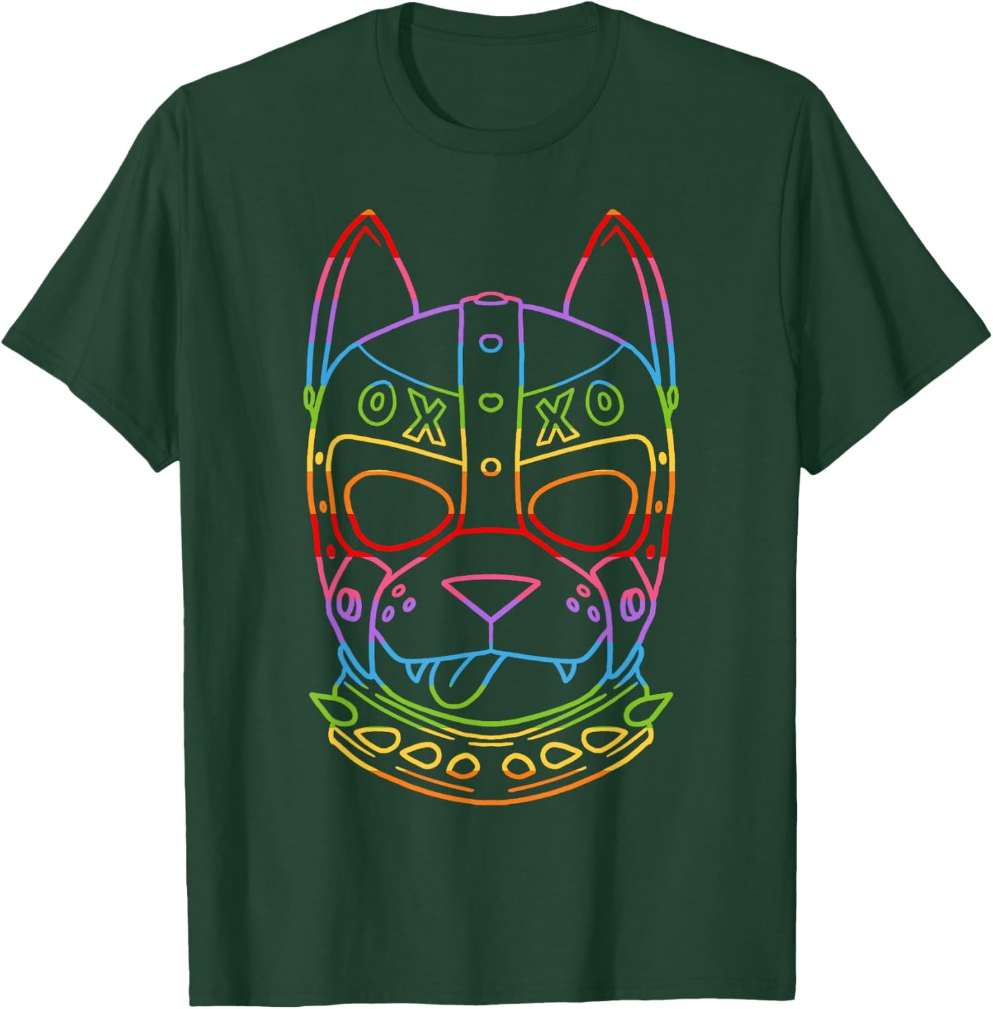 Gay PupPlay Pup Mask Rainbow Pride T-Shirt - T-Shirt | Forest