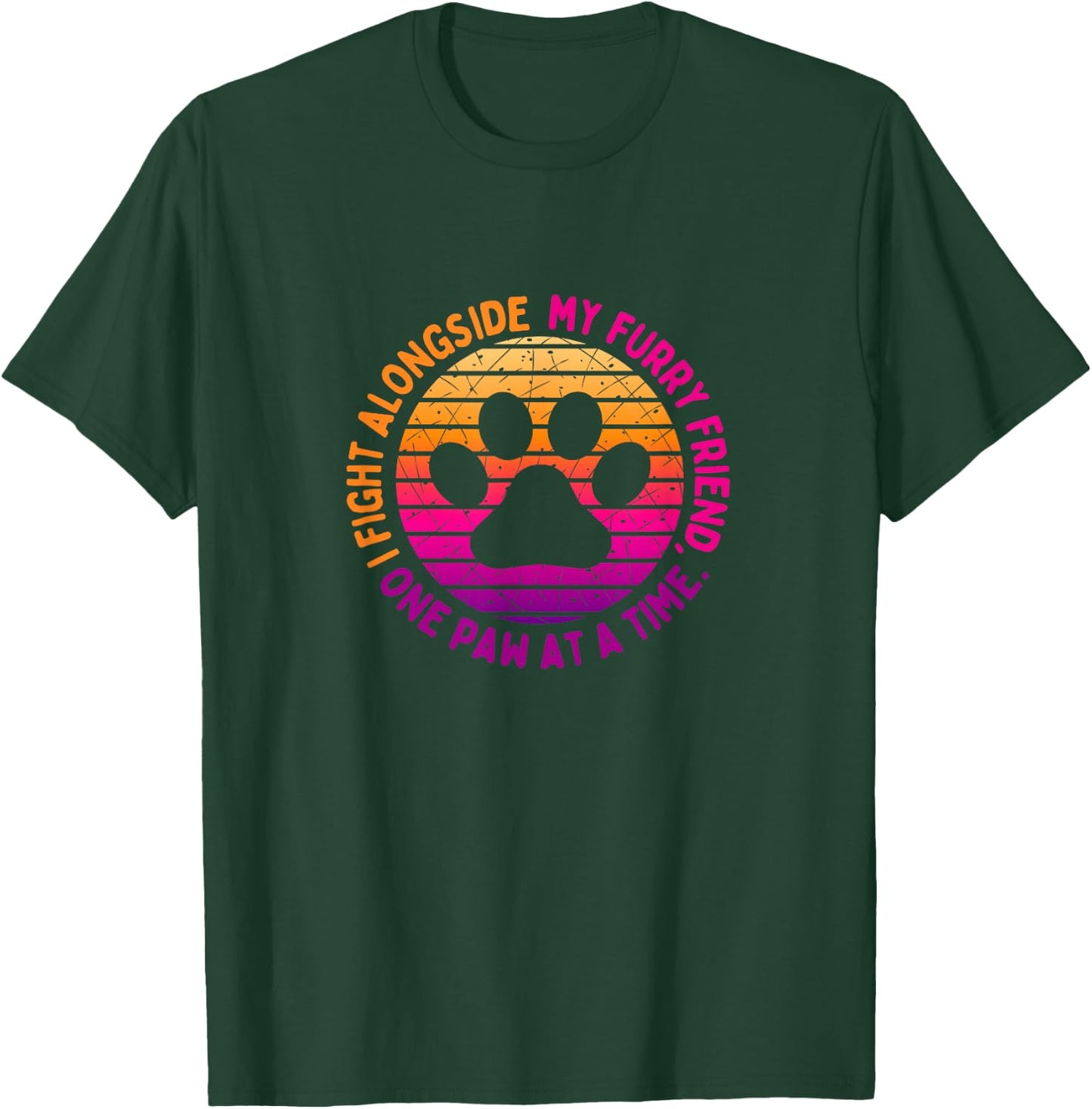 Dog Cancer Awareness Prevention Fighting the Battle Love Paw Men Women Kids T-Shirt - T-Shirt | Forest