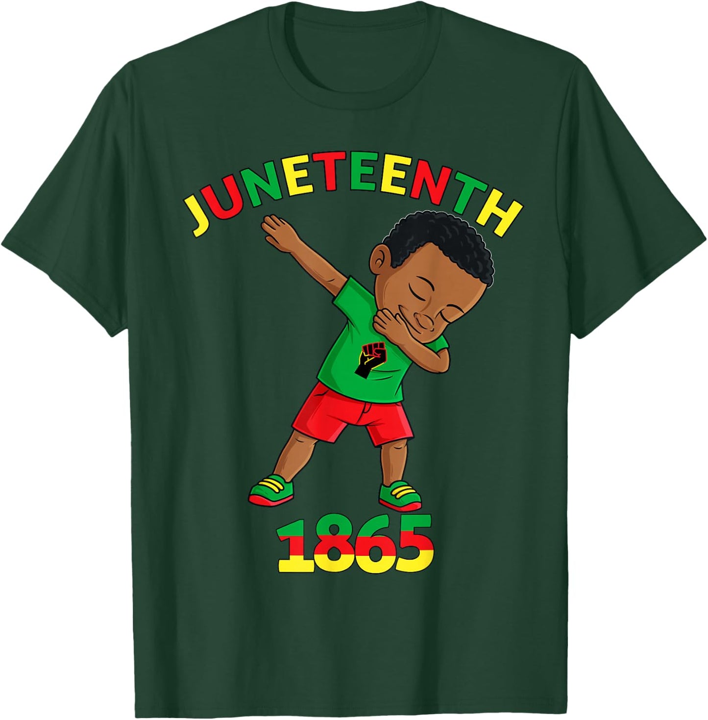 Dabbing Black King Juneteenth Melanin Brown Skin Boys Dab T-Shirt - T-Shirt | Forest