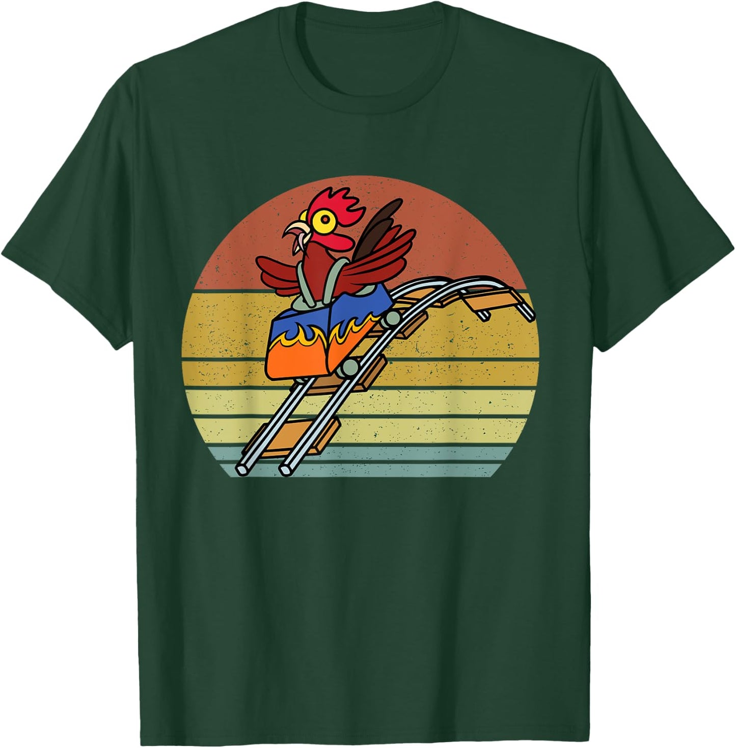 Roller Coaster Chicken Theme Amusement Park Enthusiast funny T-Shirt - T-Shirt | Forest