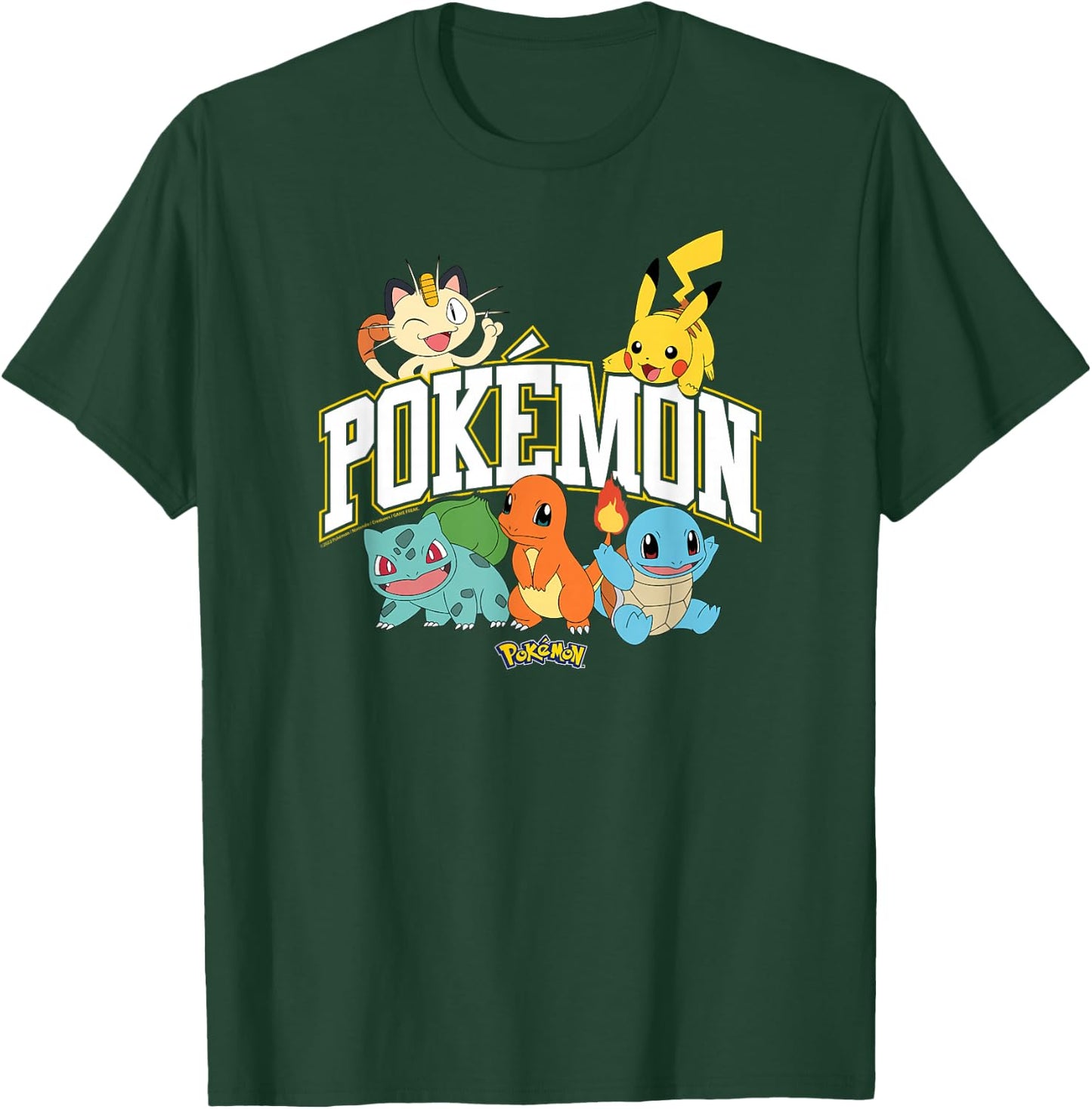 Pokémon - Pikachu Charmander Bulbasaur Squirtle Meowth T-Shirt - T-Shirt | Forest