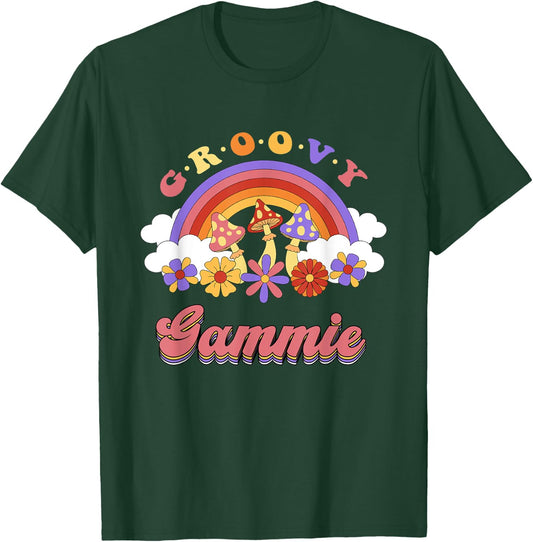 Groovy Gammie Retro Rainbow Colorful Flowers Mothers Day T-Shirt - T-Shirt | Forest