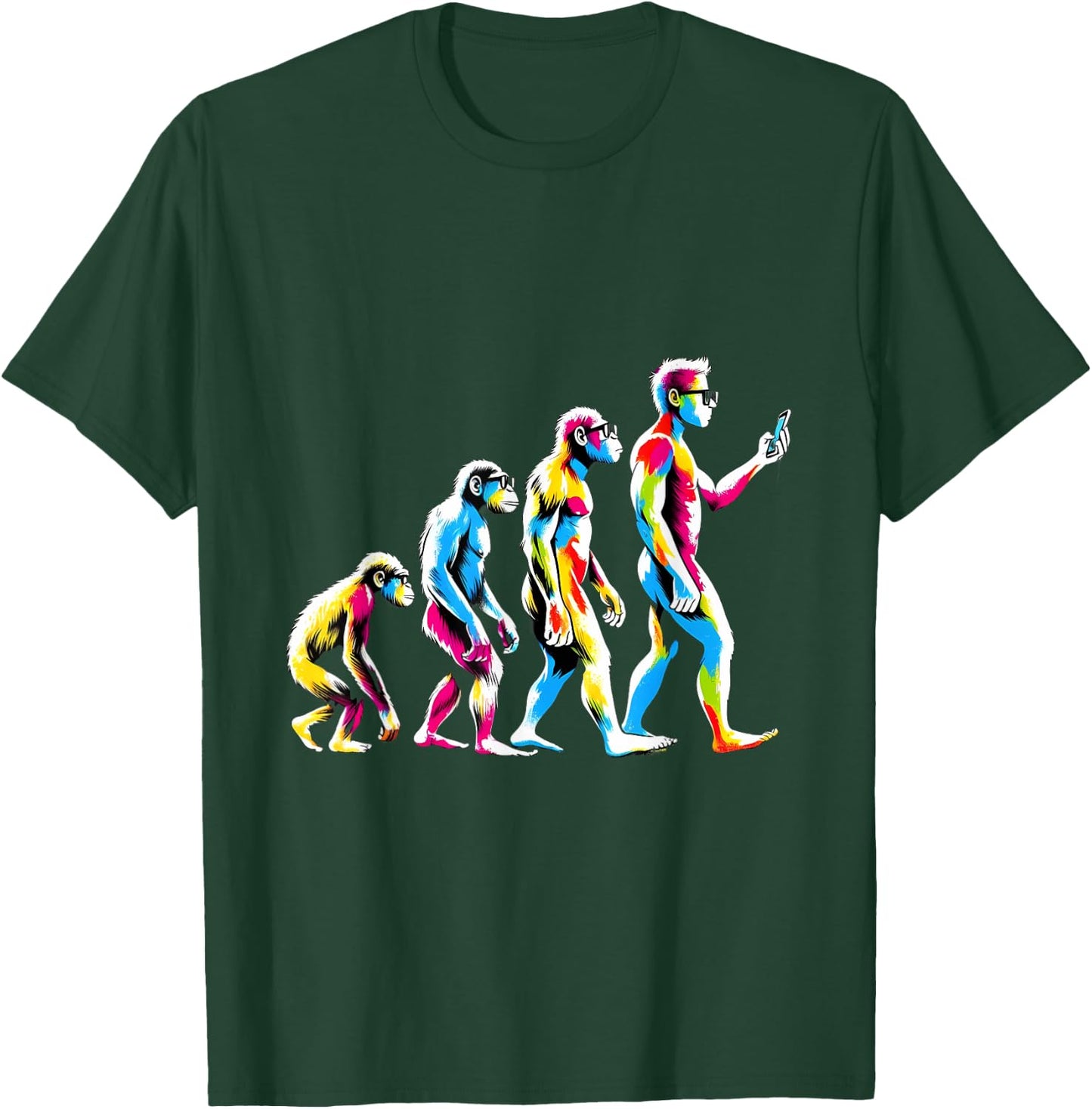 Funny Evolution of Man to Mobile Phone Nerd Geek Monkey T-Shirt - T-Shirt | Forest
