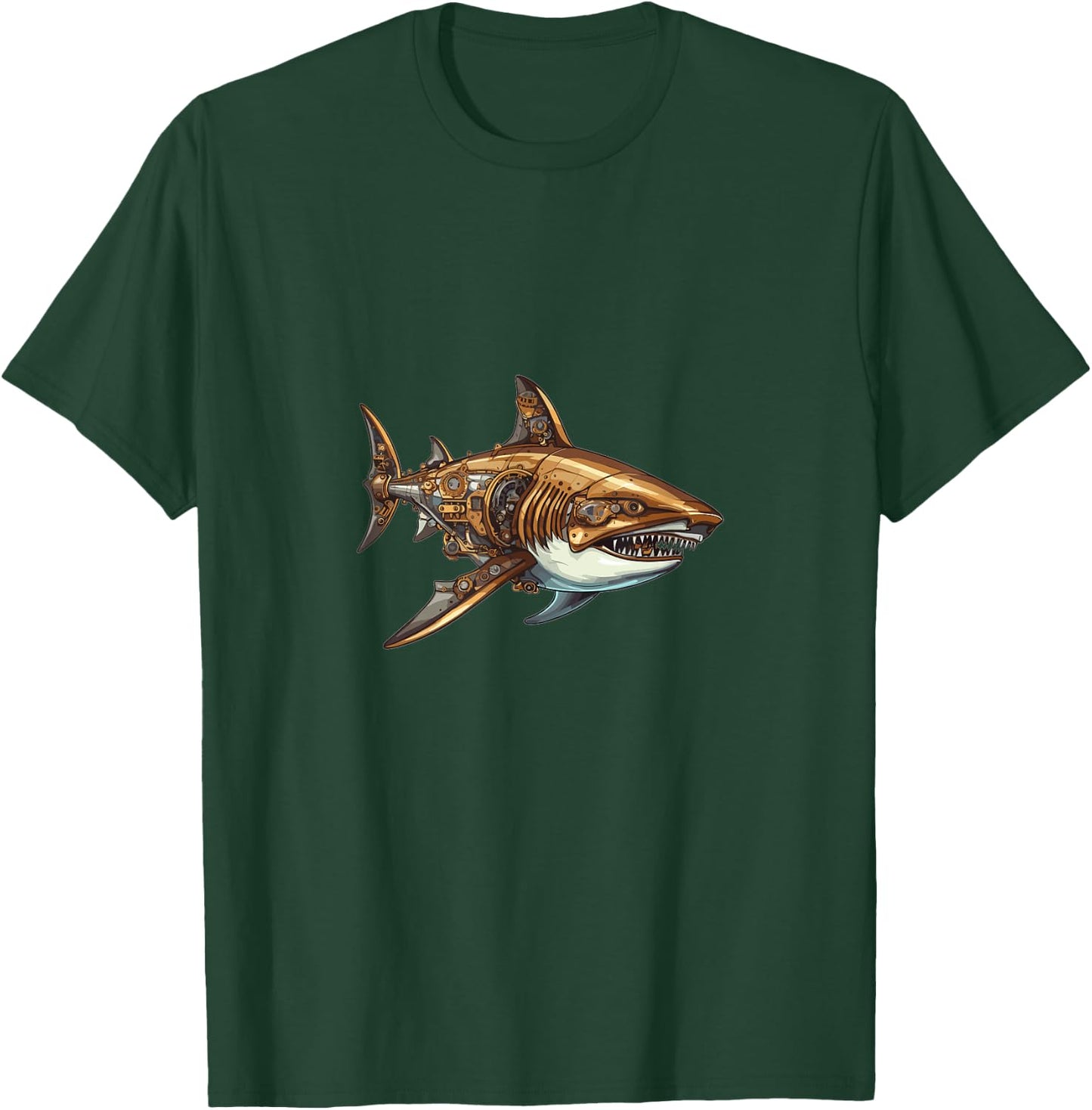 Mechanical Shark In Steampunk Style T-Shirt - T-Shirt | Forest