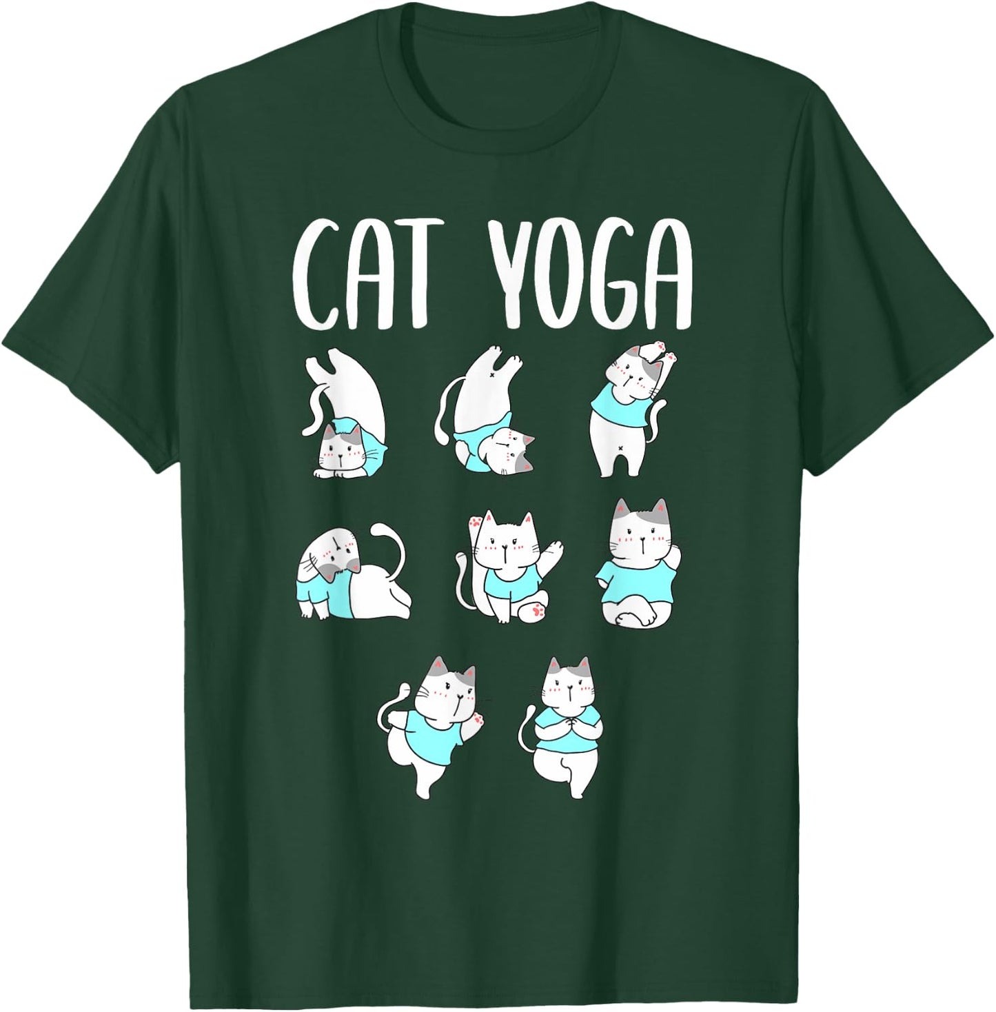 Cat Yoga Mat Yoga Pants Yoga Poses Chart Hatha Yoga Cat T-Shirt - T-Shirt | Forest