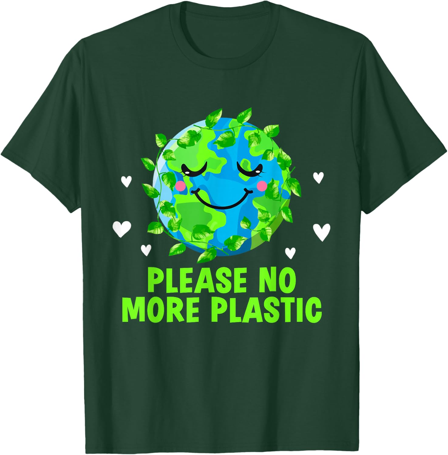 Please No More Plastic Ecology Sustainable Ecosystem T-Shirt - T-Shirt | Forest