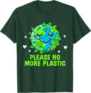 Please No More Plastic Ecology Sustainable Ecosystem T-Shirt - T-Shirt | Forest