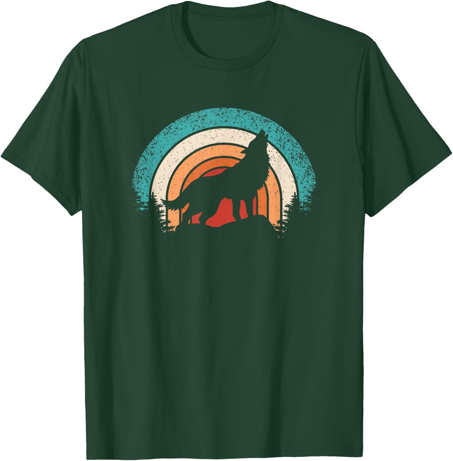 Retro Wolf Lover Nature Wildlife Vintage Wolves Men Women T-Shirt - T-Shirt | Forest