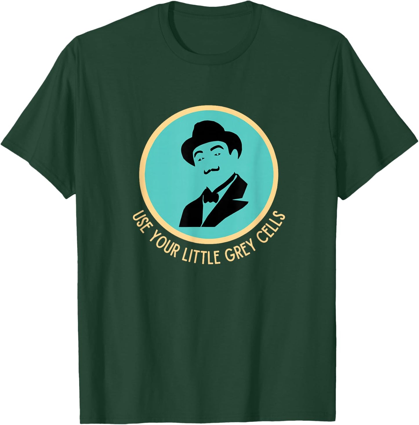 Poirot Use Your Little Grey Cells Hat Mustache Vintage Blue T-Shirt - T-Shirt | Forest