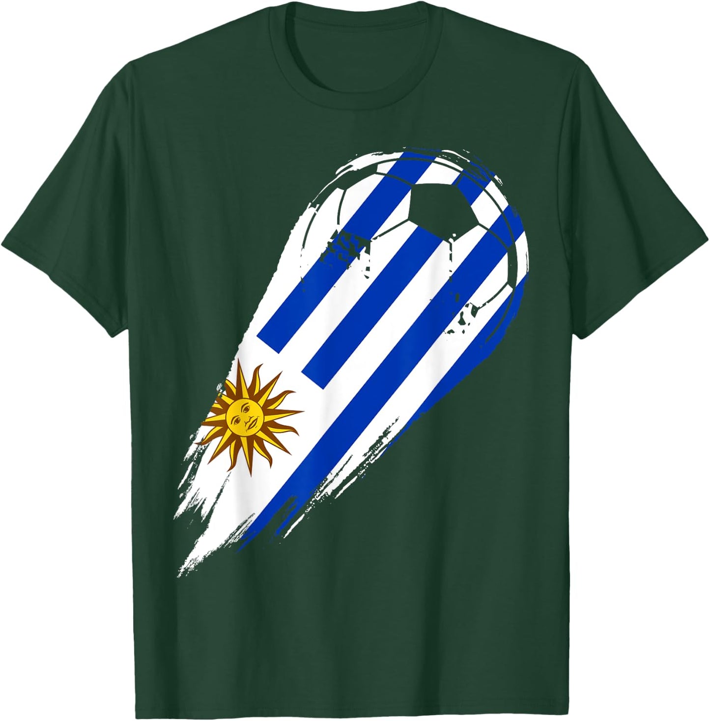 Soccer with flag of Patriotic Uruguay Girls Kids Men T-Shirt - T-Shirt | Forest