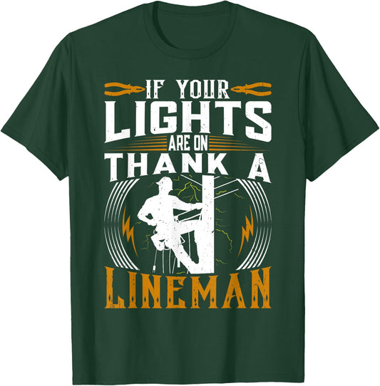 Thank a proud american electrician and lineman T-Shirt - T-Shirt | Forest