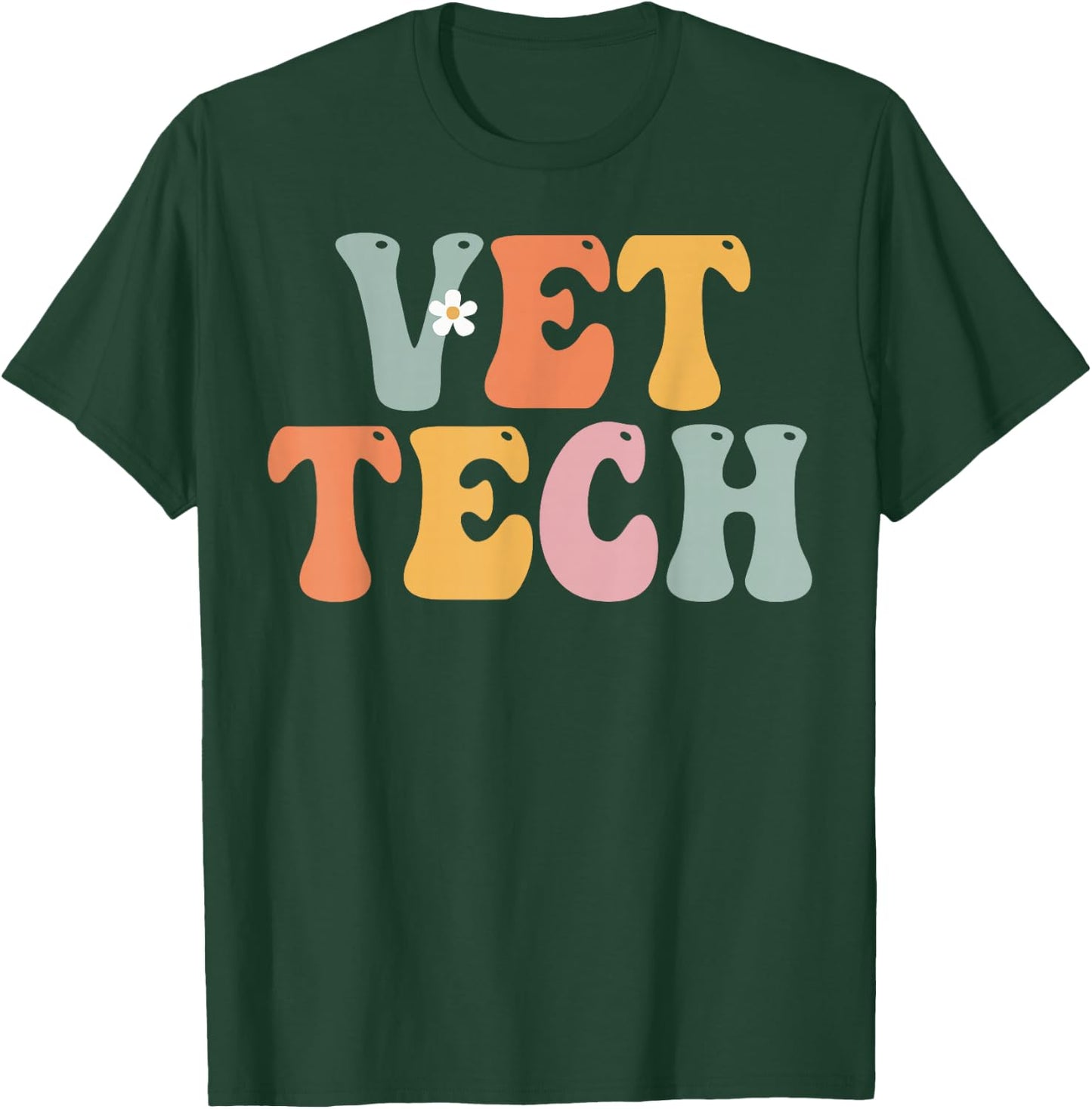 Vet Tech Week Groovy Appreciation Day For Work T-Shirt - T-Shirt | Forest
