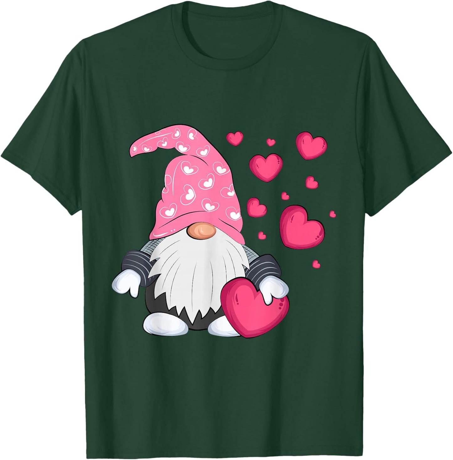 Cute Valentine Gnome Holding Heart Balloon Peace Love T-Shirt - T-Shirt | Forest