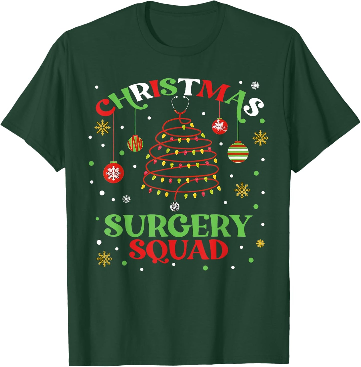 Christmas Surgery Squad Medical Surgical Nurse RN Xmas T-Shirt - T-Shirt | Forest