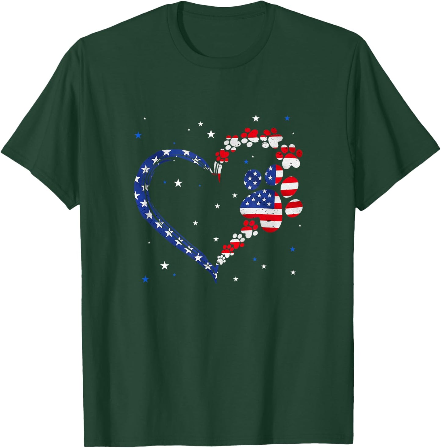 American Flag Patriotic Dog Cat 4Th Of July T-Shirt - T-Shirt | Forest