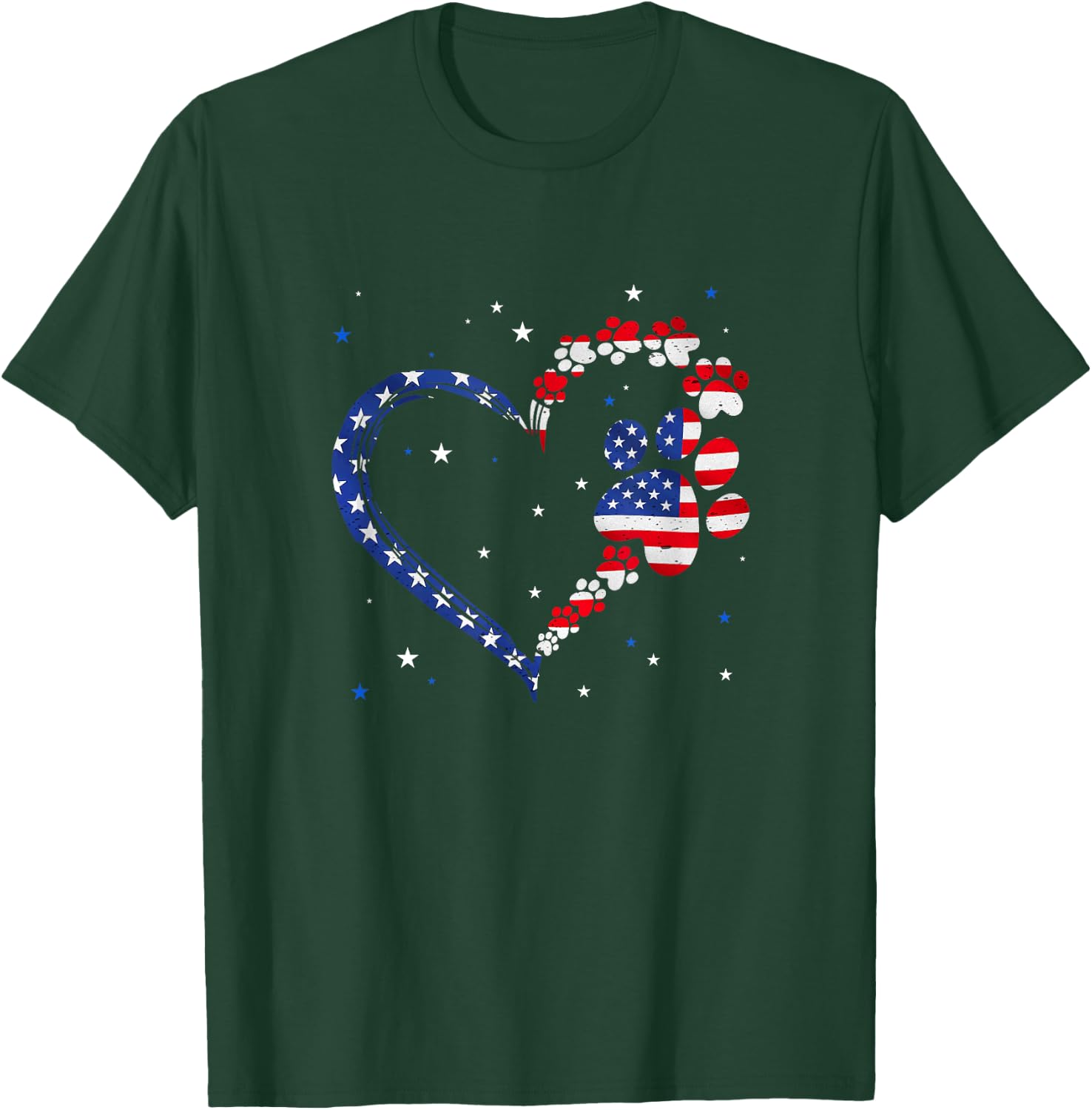 American Flag Patriotic Dog Cat 4Th Of July T-Shirt - T-Shirt | Forest