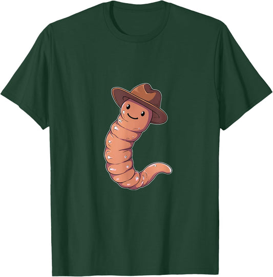 Earthworm Cowboy Hat Worm Lover Farmer Western T-Shirt - T-Shirt | Forest