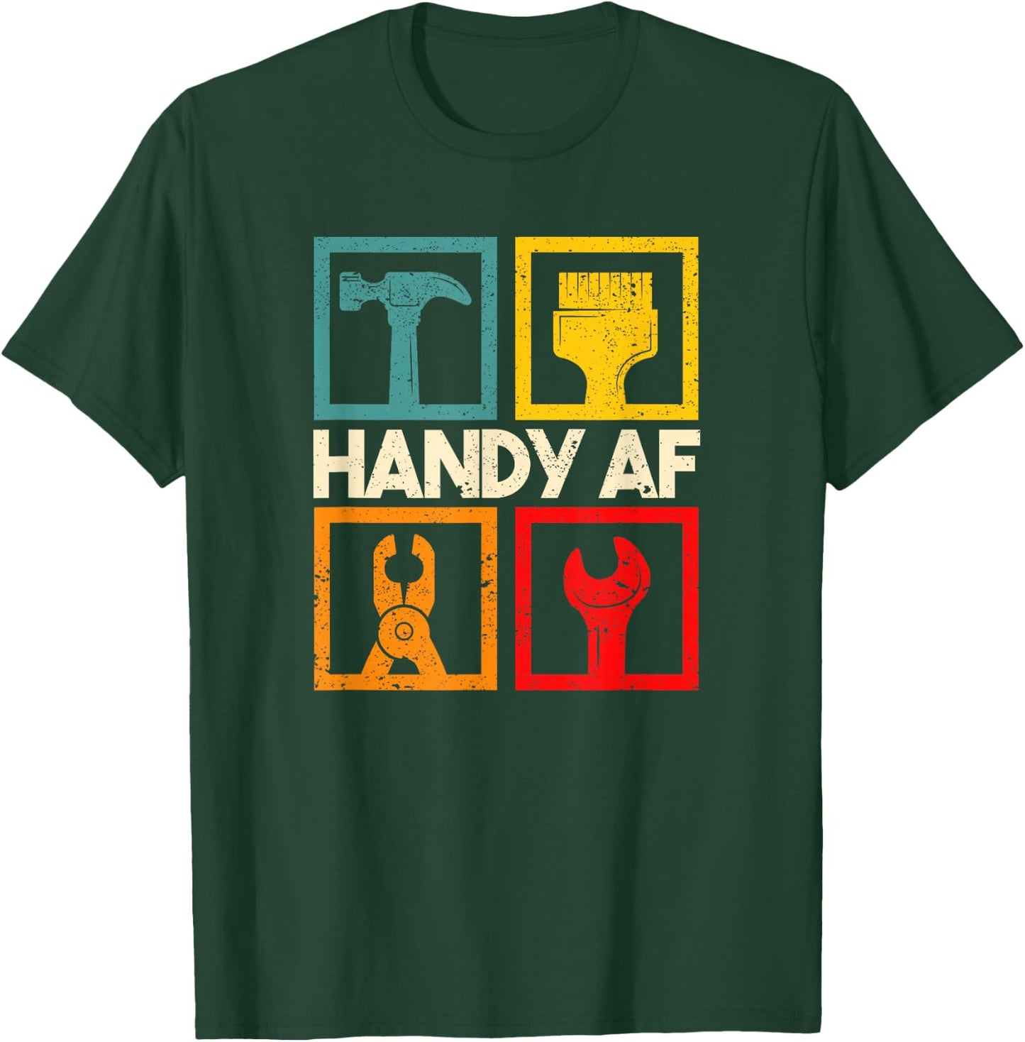 Handy AF Vintage Handyman Woodworking Mechanical Power Tools T-Shirt - T-Shirt | Forest