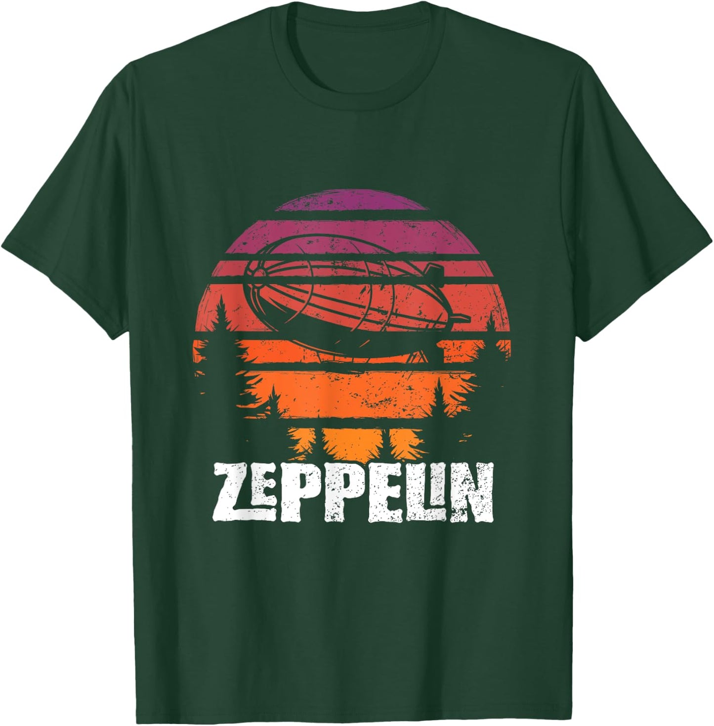 Retro Zeppelin 70s 80s Dirigible Airship Zepelin Zepplin T-Shirt - T-Shirt | Forest
