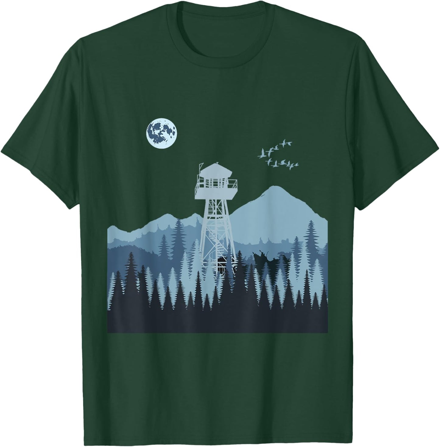 Mountain Forest Fire Lookout Tower T-Shirt - T-Shirt | Forest