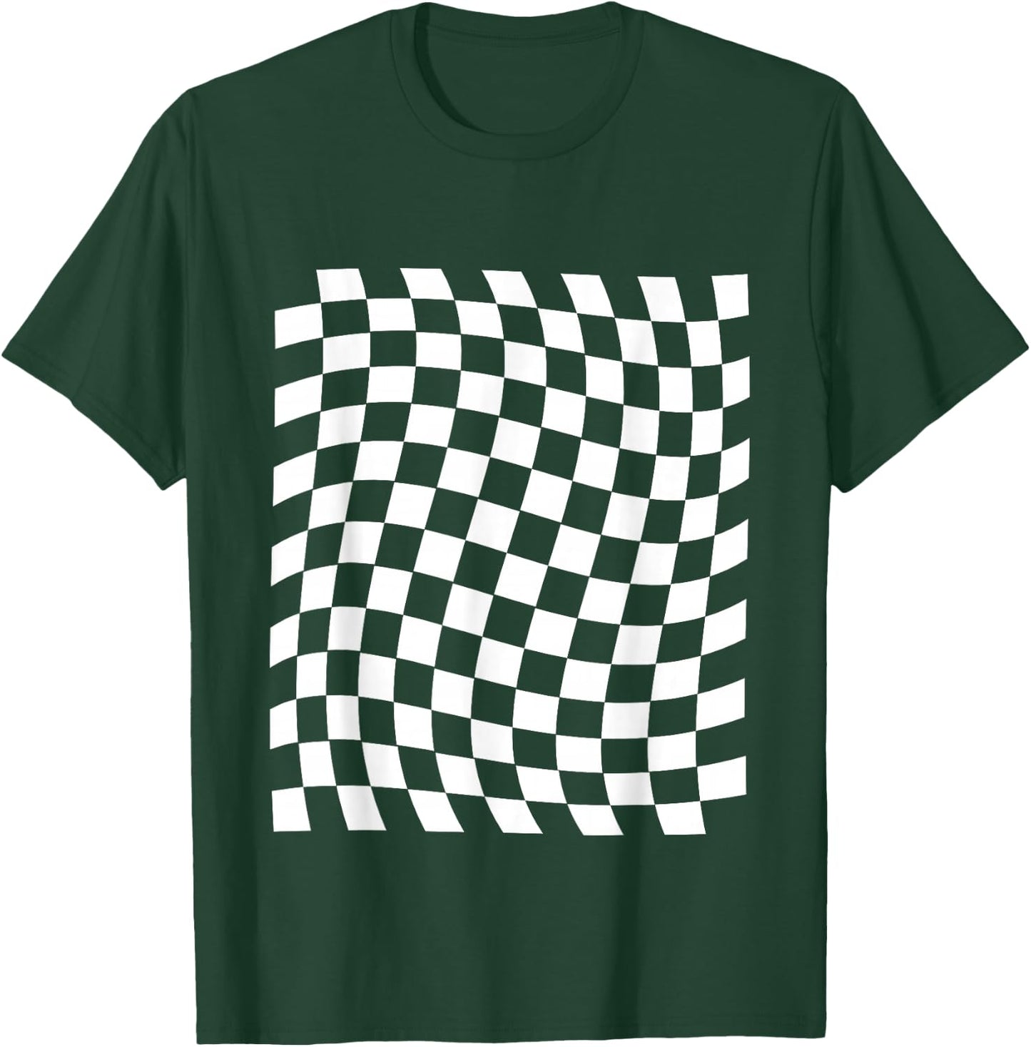 Black White Checkerboard T-Shirt - T-Shirt | Forest