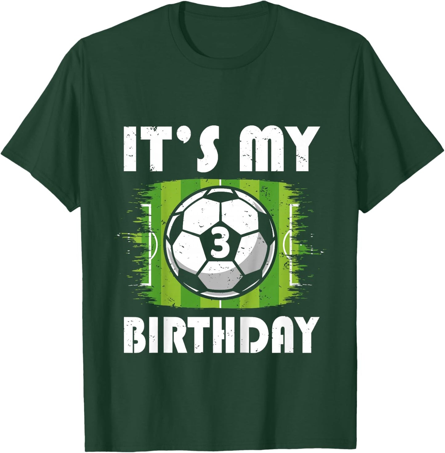 Kids 3 Years Old Kids Soccer Player 3rd Birthday Boy T-Shirt - T-Shirt | Forest
