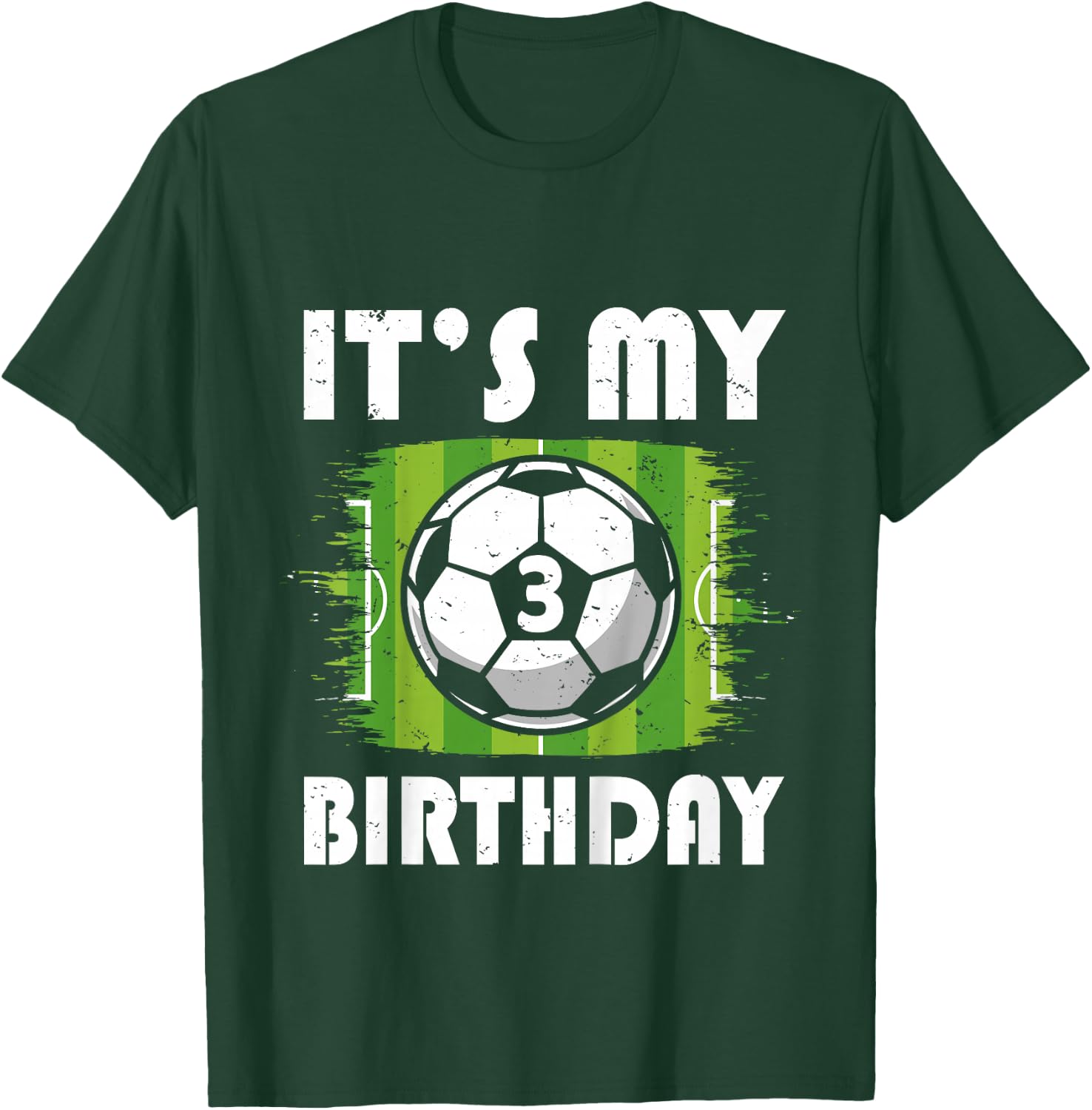 Kids 3 Years Old Kids Soccer Player 3rd Birthday Boy T-Shirt - T-Shirt | Forest