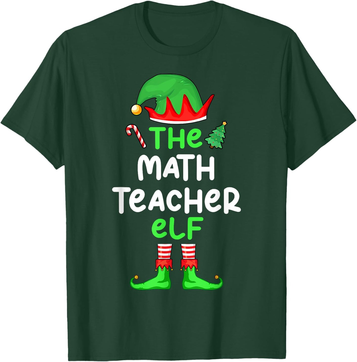 I'm The Math Teacher Elf Christmas Matching Pajama T-Shirt - T-Shirt | Forest