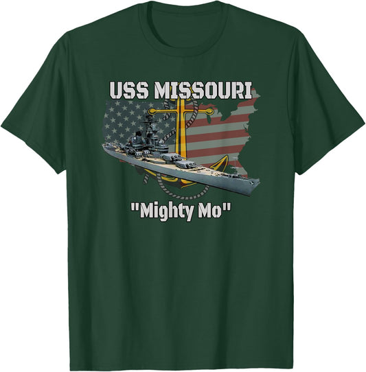 USS Missouri BB-63 Battleship Veterans Day Warship Father T-Shirt - T-Shirt | Forest