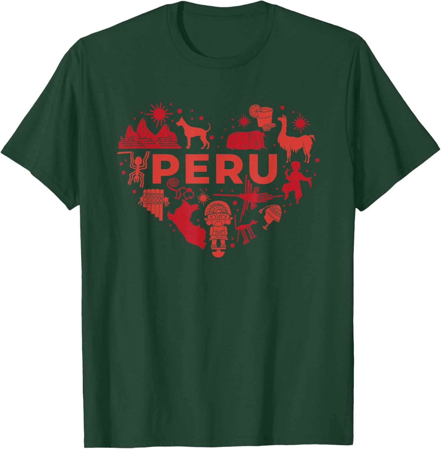 I Love Peru Heart simbols art Travel T-Shirt - T-Shirt | Forest