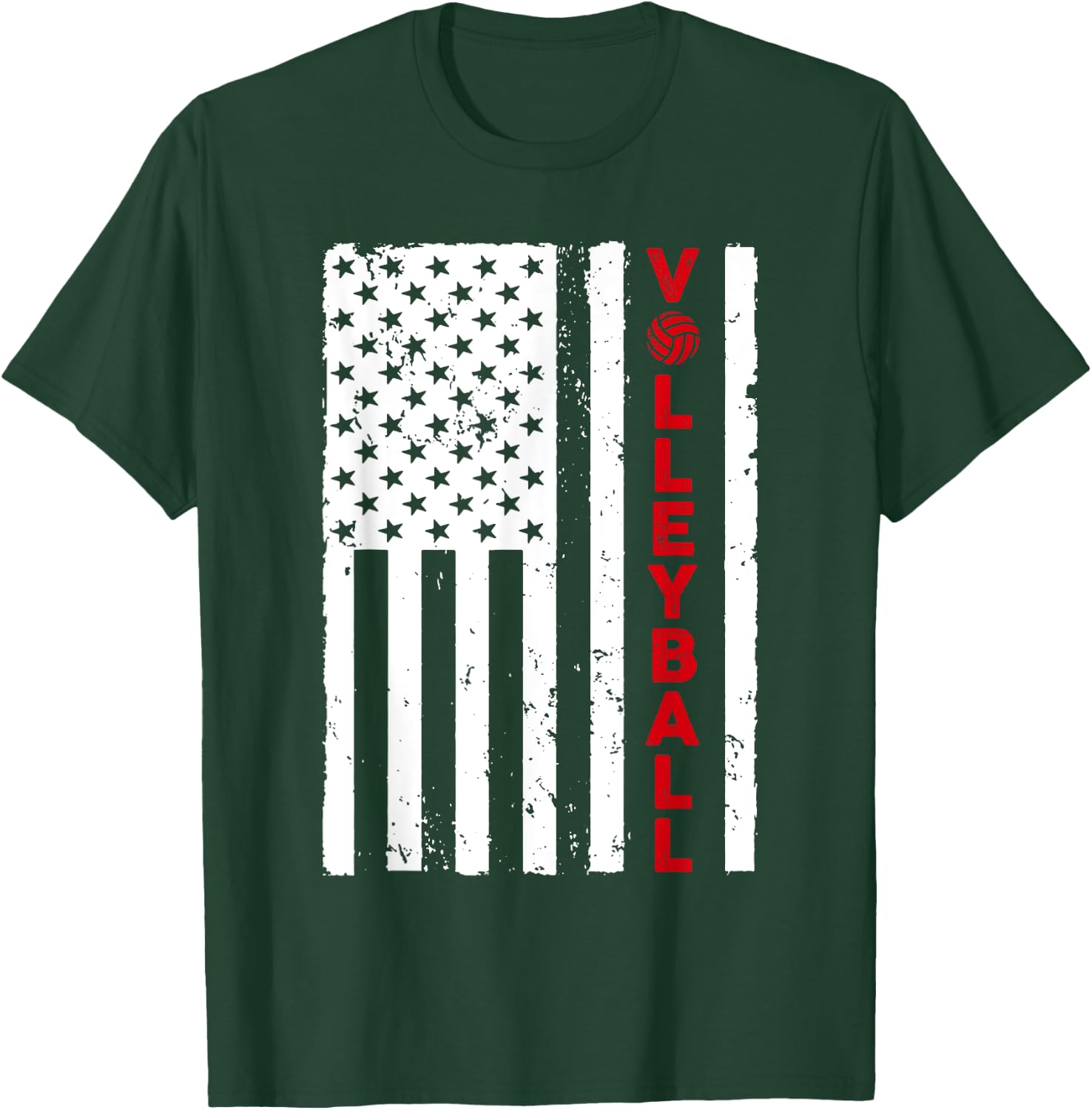 Funny Volleyball Design Women USA Patriotic Athlete T-Shirt - T-Shirt | Forest