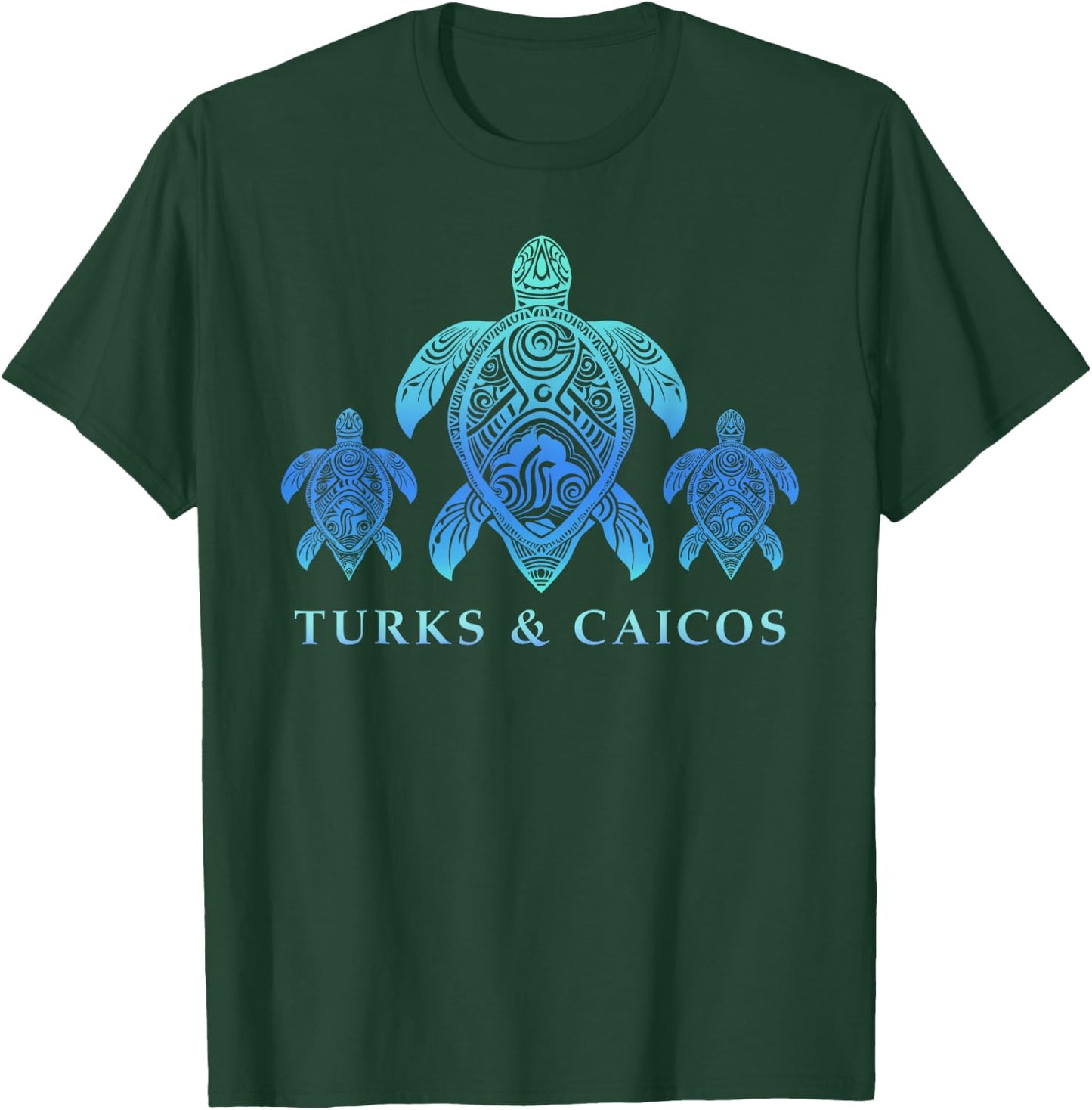 Turks & Caicos Tribal Green and Hawksbill Turtles Unity T-Shirt - T-Shirt | Forest