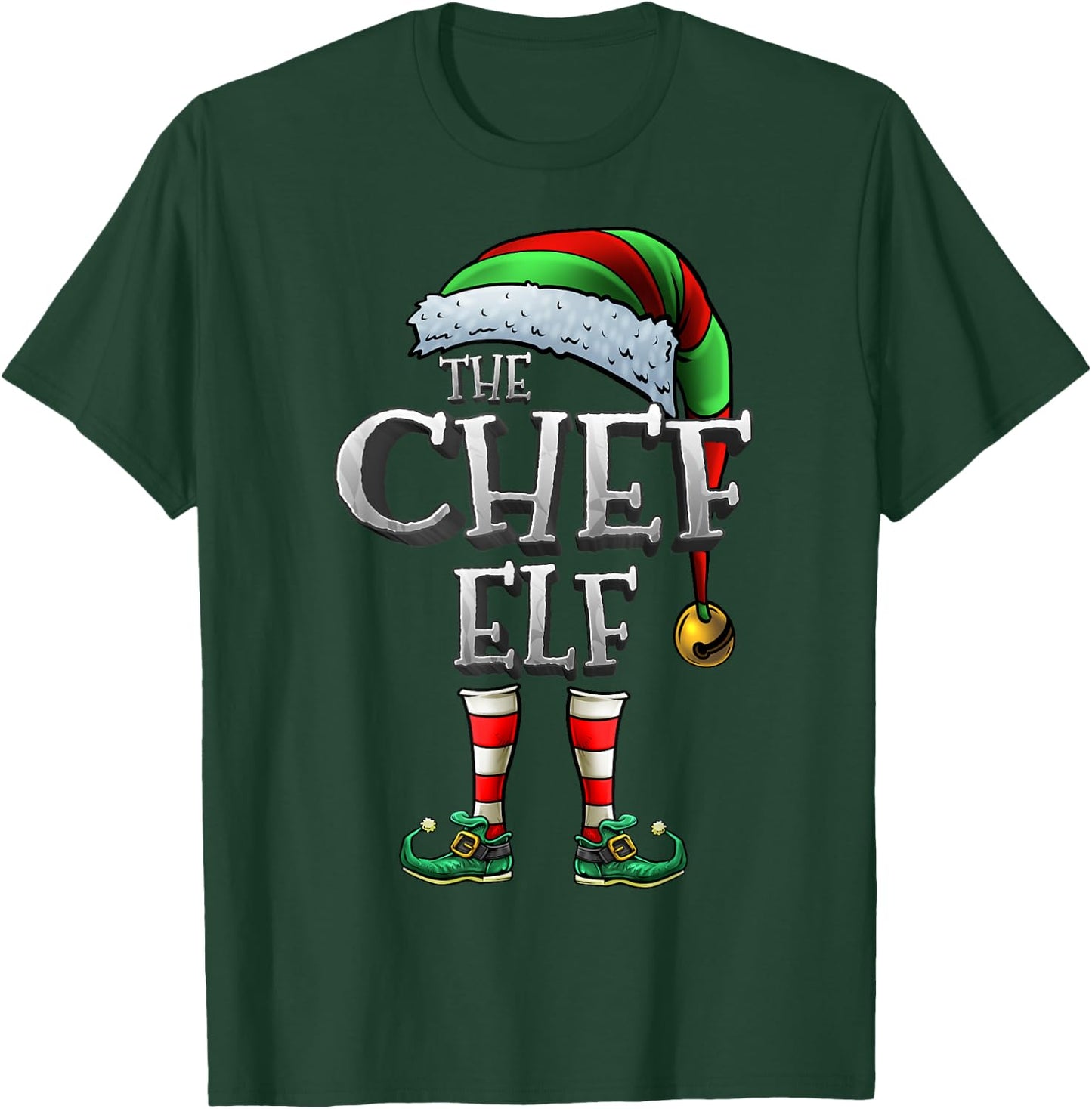 The Chef Elf Shirt Matching Family Chef Christmas Elf Cook T-Shirt - T-Shirt | Forest