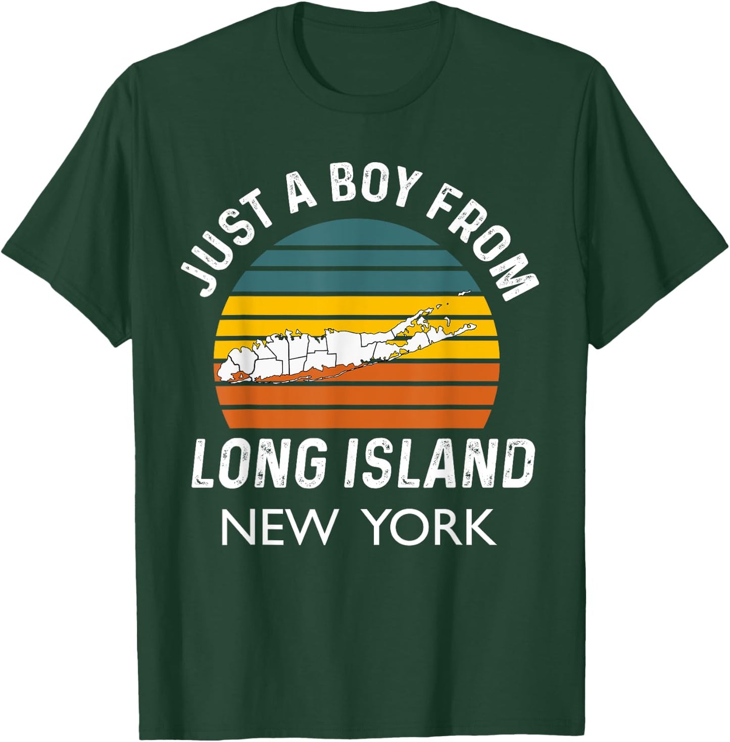 Long Island NY Souvenir Native Long Islander Map NYC Vintage T-Shirt - T-Shirt | Forest
