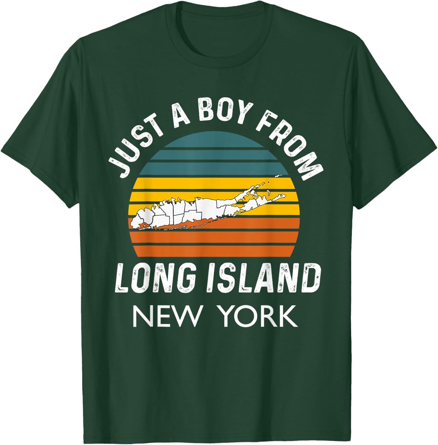 Long Island NY Souvenir Native Long Islander Map NYC Vintage T-Shirt - T-Shirt | Forest
