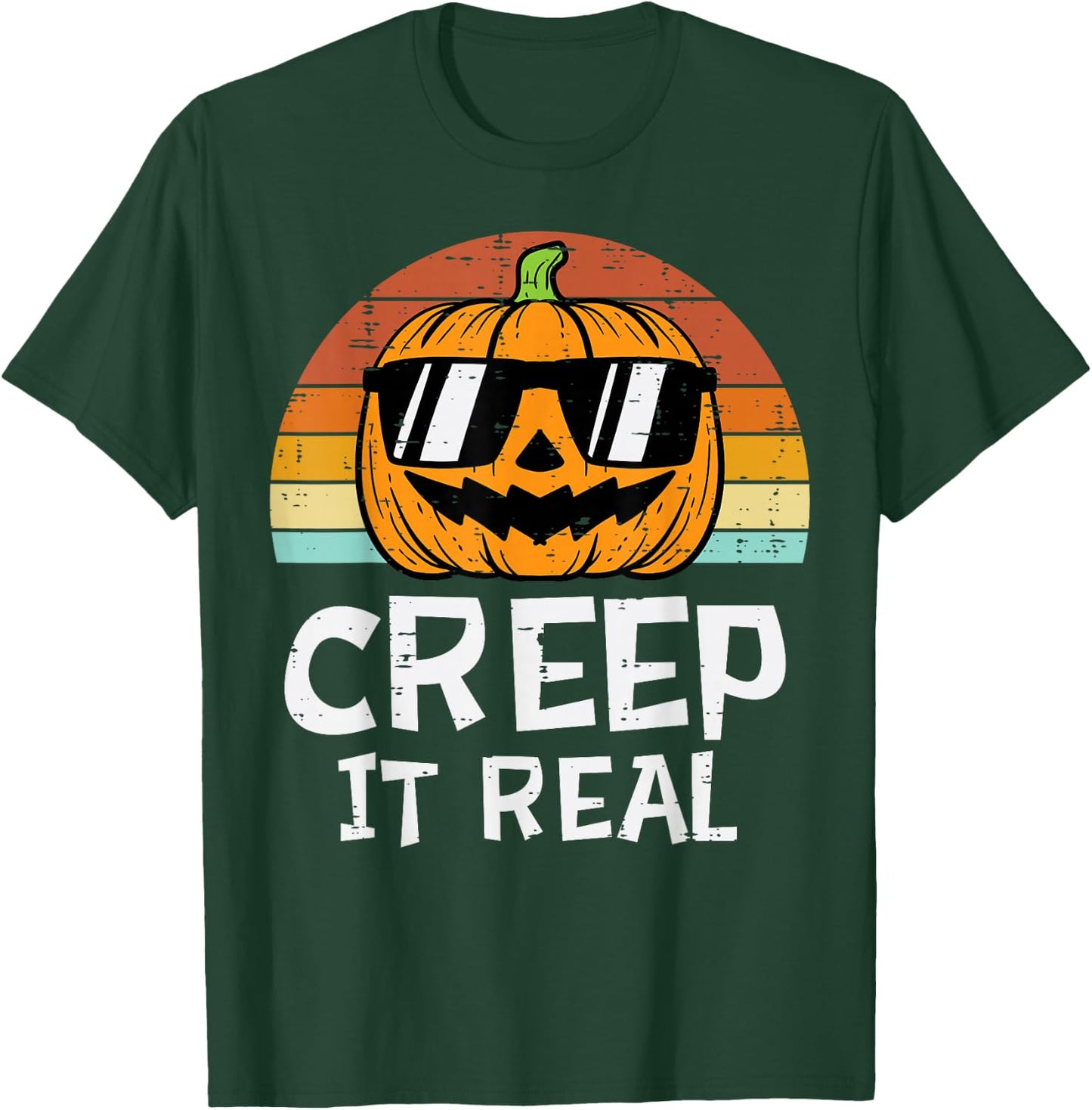 Creep It Real Cool Pumpkin Retro Halloween Costume Men Boys T-Shirt - T-Shirt | Forest
