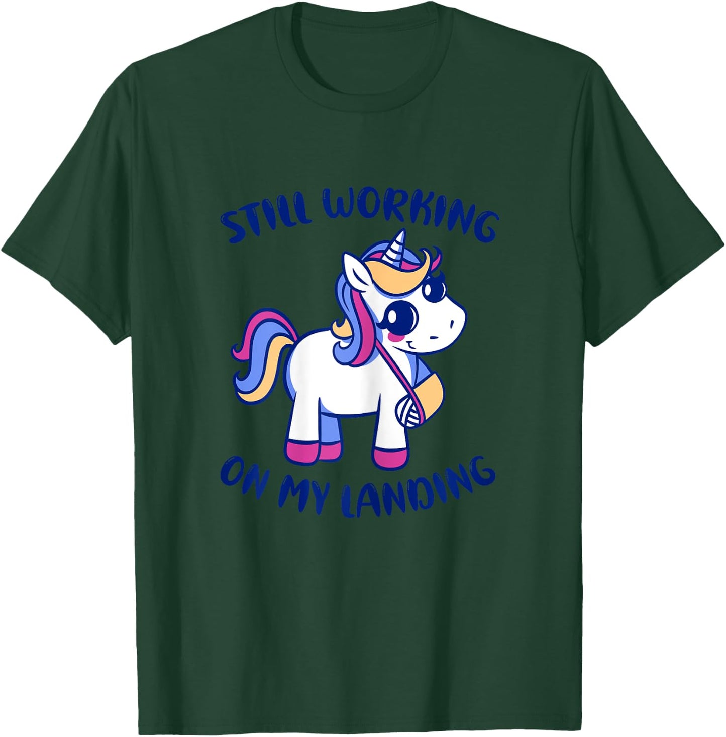 Unicorn Broken Arm Funny Still Working On My Landing Gymnast T-Shirt - T-Shirt | Forest