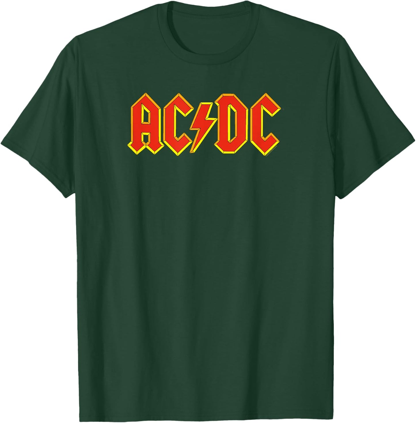 Official AC/DC Yellow Outline Red Logo Band Classic T-Shirt - T-Shirt | Forest