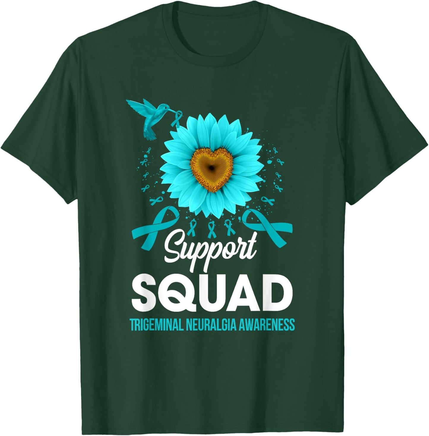 Support Squad Trigeminal Neuralgia Awareness Hummingbird T-Shirt - T-Shirt | Forest
