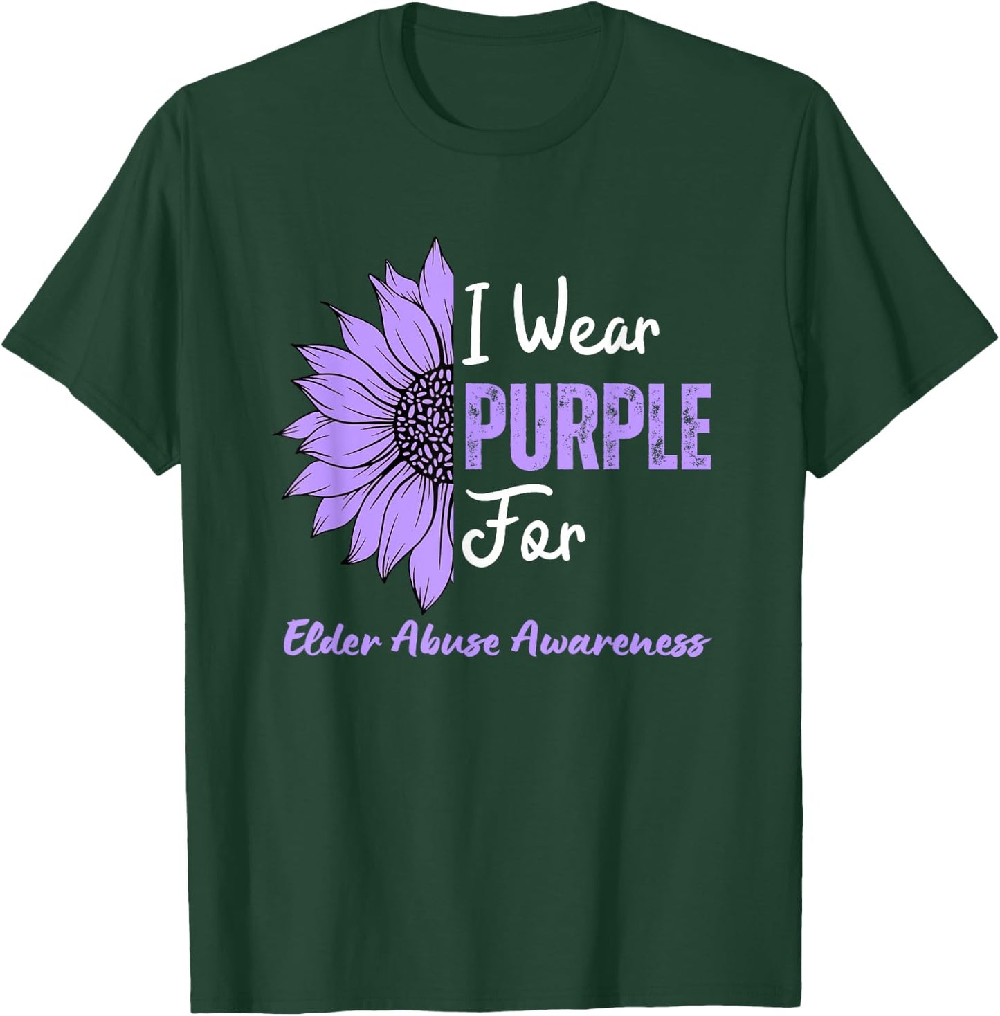 I Wear Purple For Elder Abuse Awareness Sunflower T-Shirt - T-Shirt | Forest