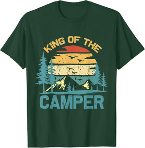 King of the Camper Retro Vintage Camping Travel T-Shirt - T-Shirt | Forest